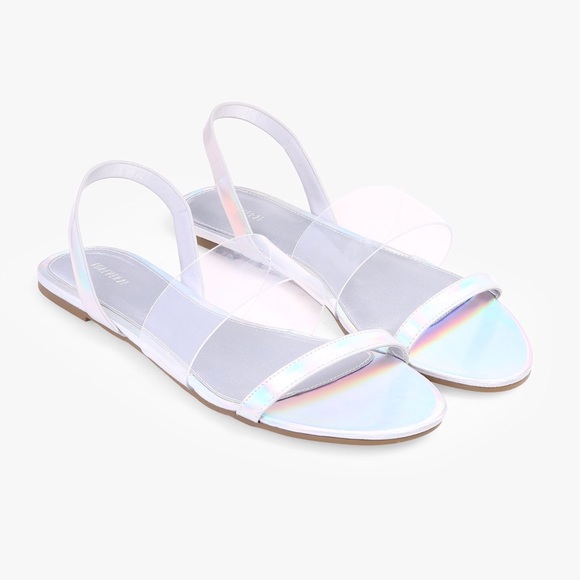 holographic clear sandals